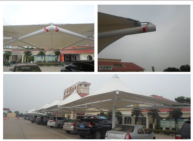 G4高速湖北孝感景观停车棚膜结构细节图