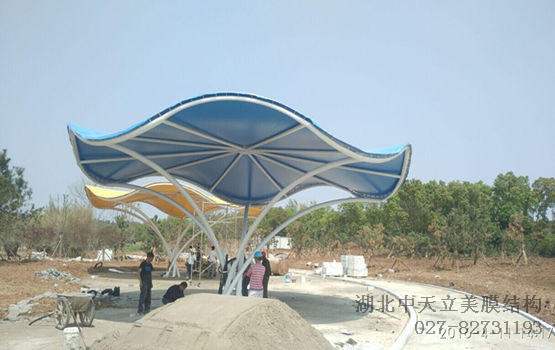 景观膜结构现场施工照片