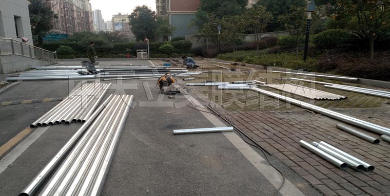 膜结构车棚施工照片